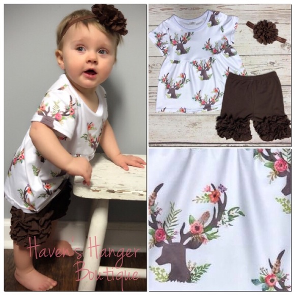 Other - 2pc. Deer and Ruffle Shorts Set